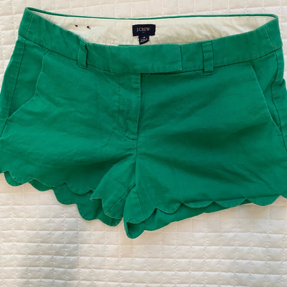 J. Crew Green Scallop Shorts Size 4